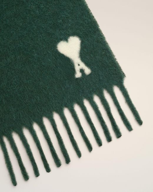 AMI Green Alpaca Scarf With Ami De Coeur