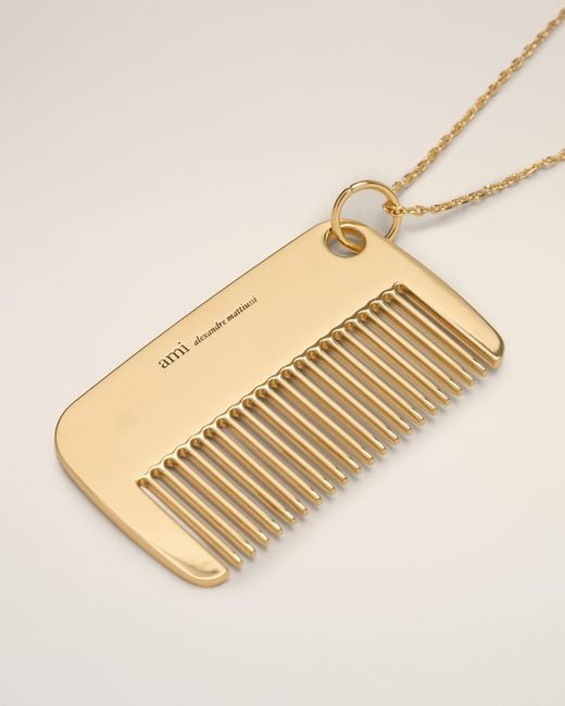 AMI Natural Brass Comb Pendant Necklace