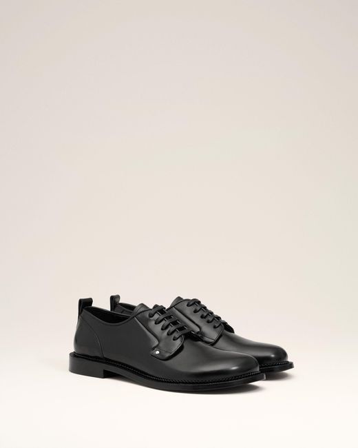 AMI Black Leather Anatomical Toe Derbies for men