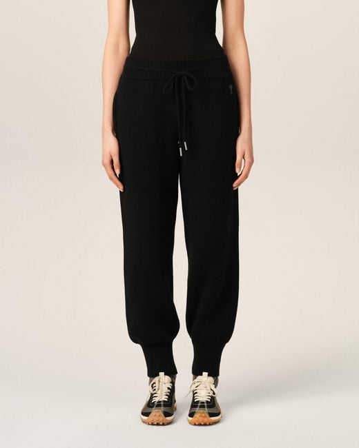 AMI Black Wool Track Pants