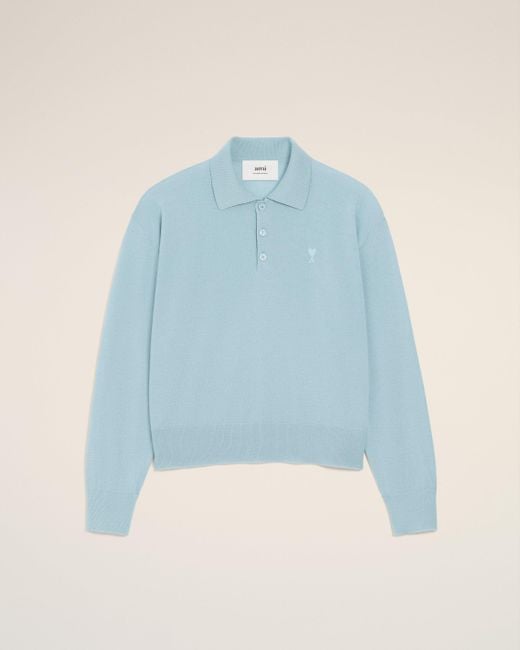 AMI Ami De Coeur Polohemd Aus Blauer Wolle Blau in Blue für Herren