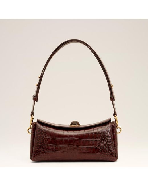 AMI Natural Crocodile Embossed Cow Leather Carrousel Bag