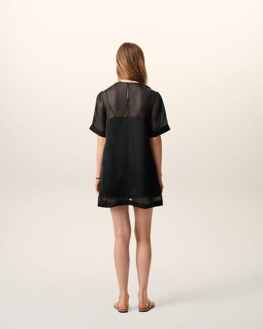 AMI Black Silk Mini Trapeze Dress