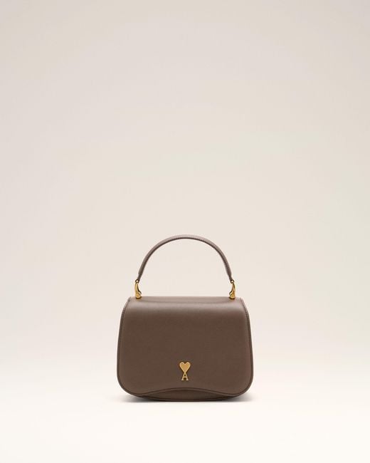 AMI Natural Cowhide Leather Paris Paris Top Handle Bag