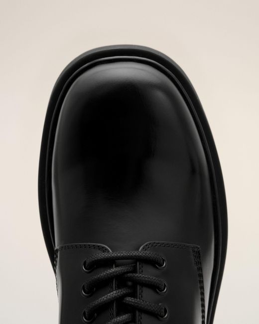 AMI Black Cow Leather Derbies Shoes for men