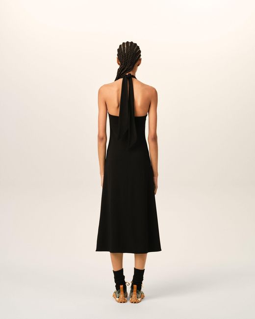 AMI Black Backless Midi Jersey Dress