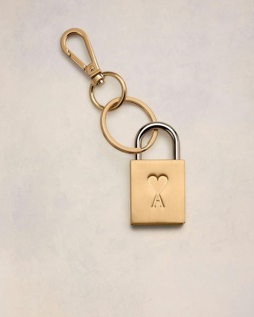 AMI Natural Metal Ami De Coeur Padlock Keyring