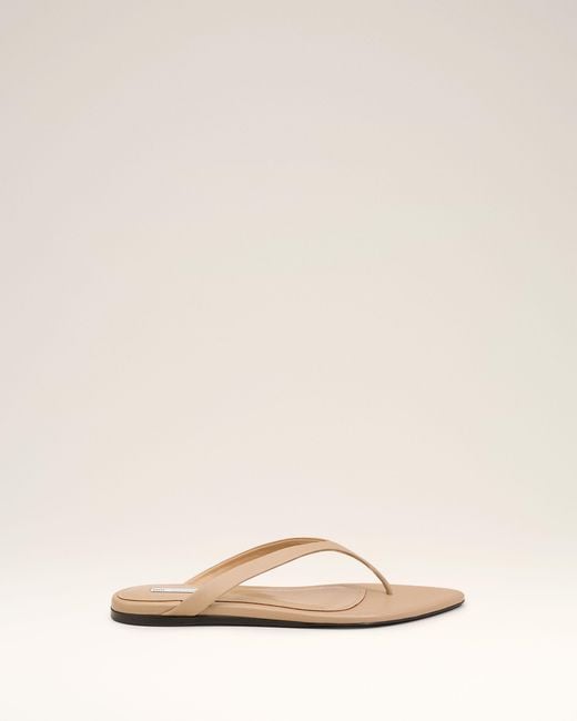 AMI Natural Lamb Leather Pointed Toe Flip Flops