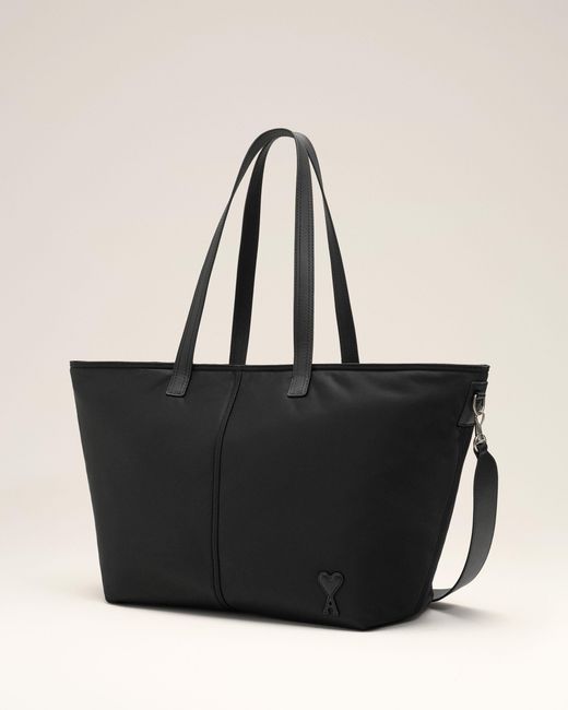 AMI Black Nylon Marcel Small Shopping Bag