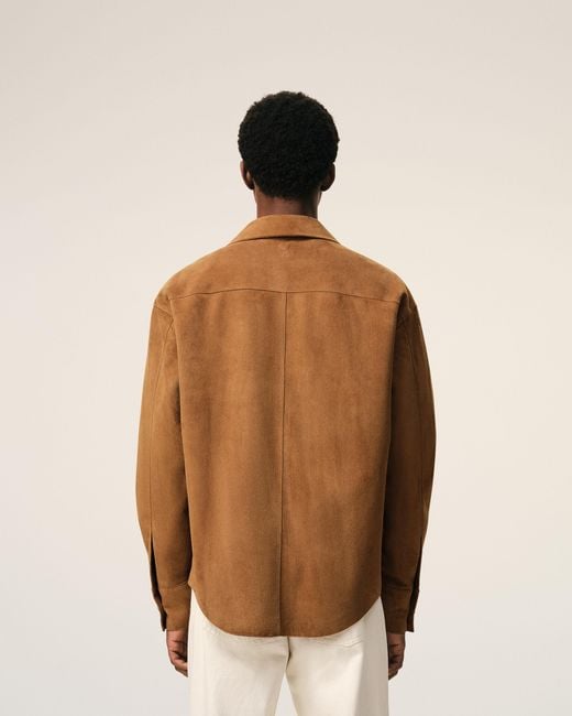 AMI Natural Goat Leather Buttoned Overshirt