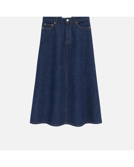 AMI Blue Cotton Long Skirt