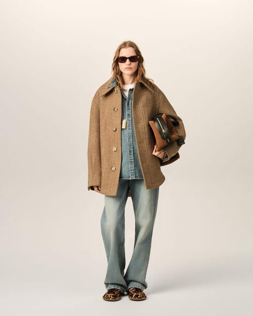 AMI Natural Wool Button-Down Jacket