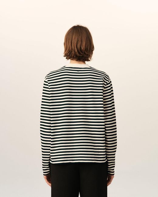 AMI Natural And Mariniere Cotton T-Shirt With Ami De Coeur