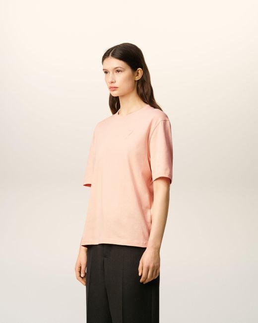 AMI Natural Ami De Coeur T-Shirt Mit Cosy-Fit Aus Rosafarbener Baumwolle Rosa