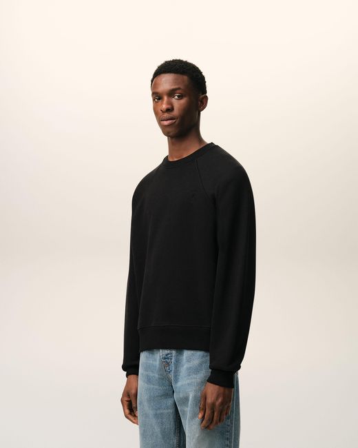 AMI Black Cotton Embossed Ami De Coeur Sweatshirt