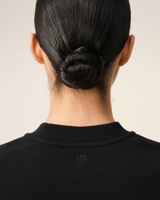 AMI Black Cotton Ami De Coeur Cropped Sweatshirt