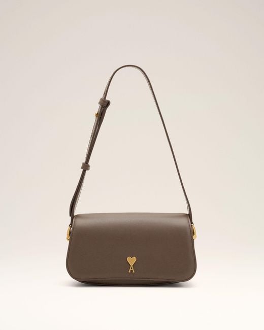 AMI Natural Cowhide Leather Paris Paris Shoulder Bag