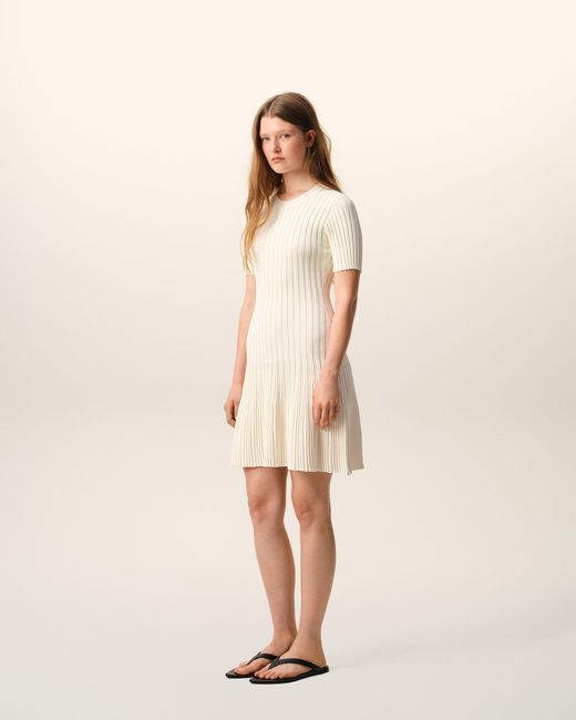 AMI Natural Knit Mini Godet Dress