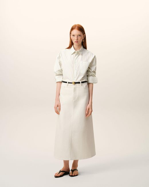 AMI Natural Striped Cotton Ami De Coeur Boxy Shirt