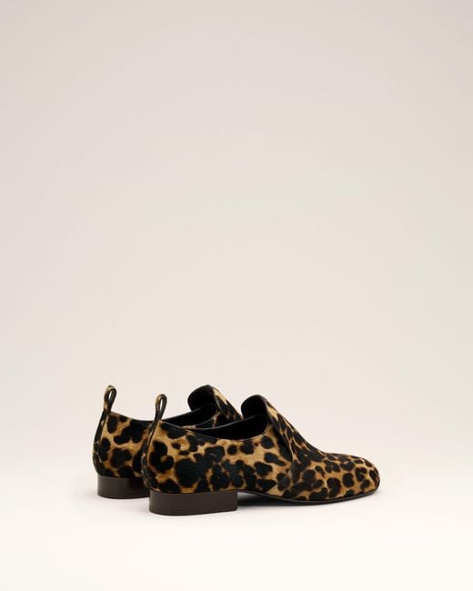 AMI Natural Leopard Printed Flat Cowhide Leather Shoes