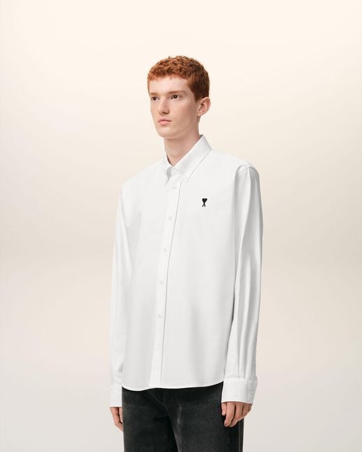 AMI Natural Cotton Shirt With Ami De Coeur for men