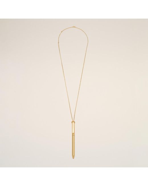 AMI Natural Brass Pen Pendant Necklace