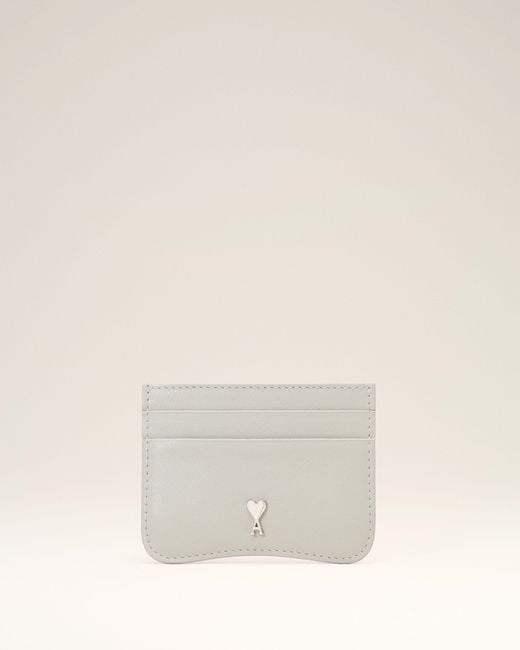 AMI Natural Paris Paris Zipped Cowhide Leather Card Holder