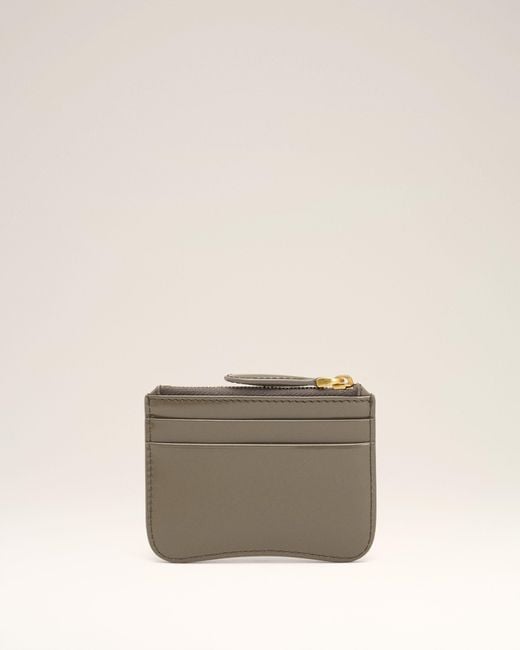 AMI Natural Glazed Leather Paris Paris Zipped Card Holder