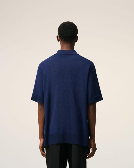 AMI Blue Thin Wool Short Sleeves Ami De Coeur Polo