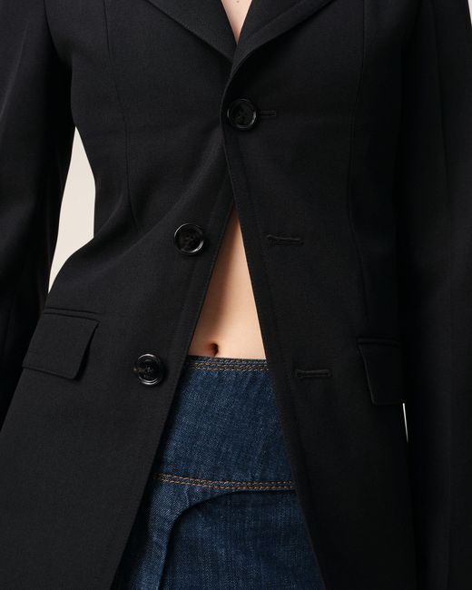AMI Black New Wool Single Breasted Fitted Jacket