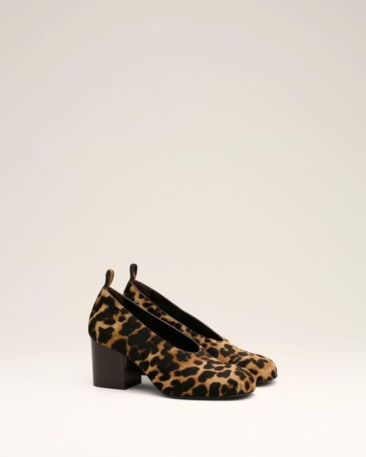 AMI Natural Leopard Printed Cowhide Leather Pumps