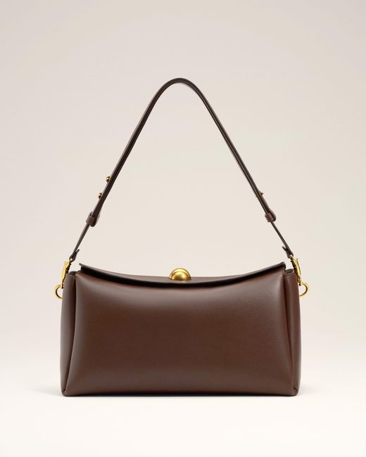 AMI Brown Smooth Leather Carrousel Medium Bag