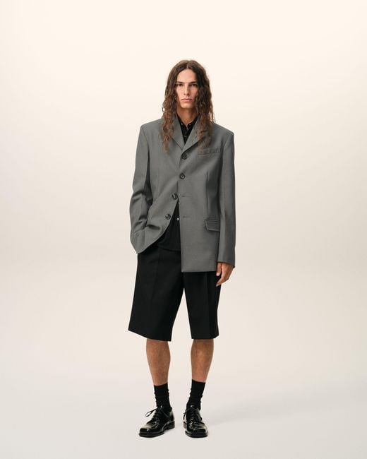 AMI Gray New Wool Single Breasted Straight Jacket for men