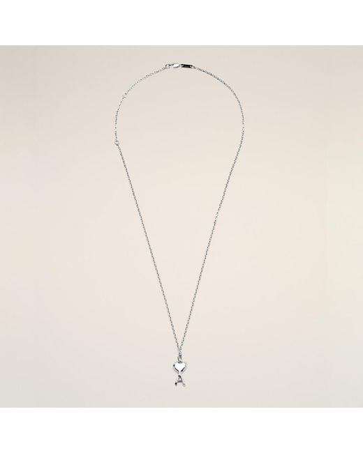 AMI Natural Brass Necklace With Hammered Ami De Coeur