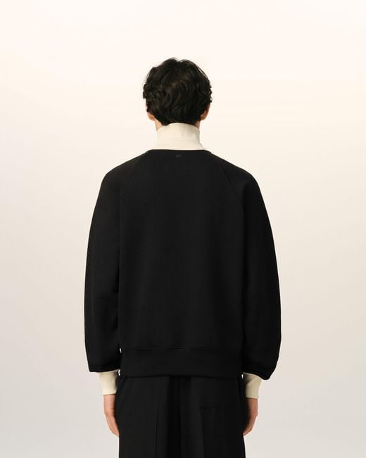 AMI Black Zipped Cotton Sweatshirt With Ami De Coeur