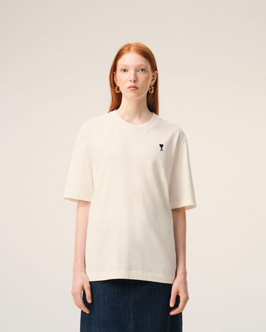 AMI Natural Cotton Place Des Victoires Print T-Shirt