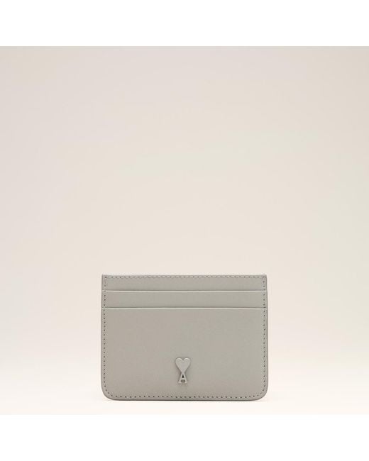 AMI White Cowhide Leather Ami De Coeur Card Holder
