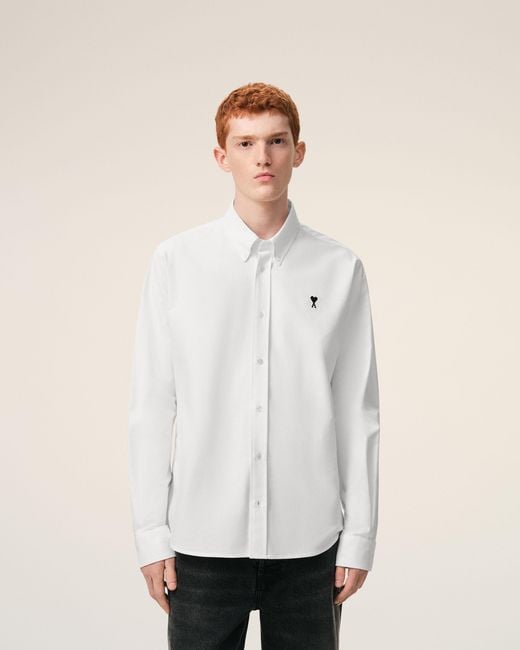 AMI Natural Cotton Shirt With Ami De Coeur for men