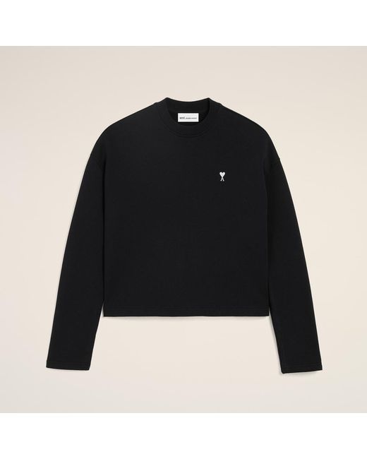 AMI Black Cotton Ami De Coeur Cropped Sweatshirt