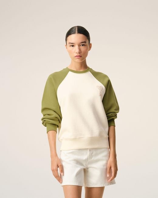 AMI Natural And Cotton Knitted Ami De Coeur Sweatshirt