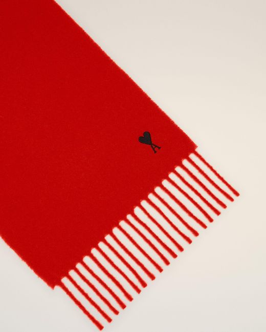 AMI Red Wool Scarf With Ami De Coeur