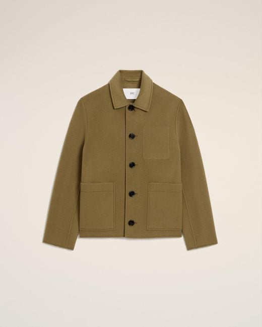 AMI Green Wool Boxy Buttoned Jacket for men