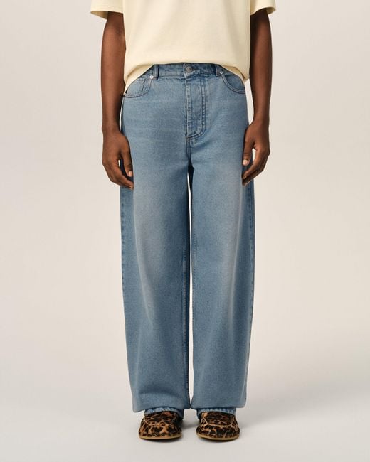 AMI Blue Baggy-Fit Cotton Jeans for men