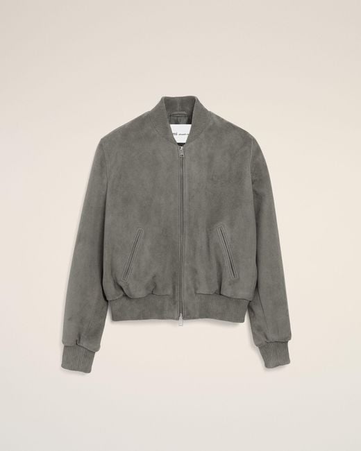 AMI Gray Goat Leather Ami De Coeur Zipped Jacket for men
