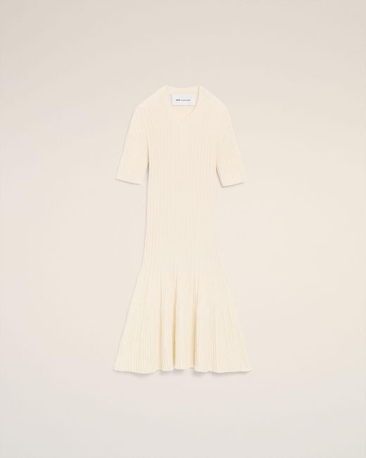 AMI Natural Knit Mini Godet Dress