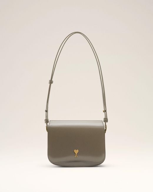 AMI Natural Glazed Leather Paris Paris Bag