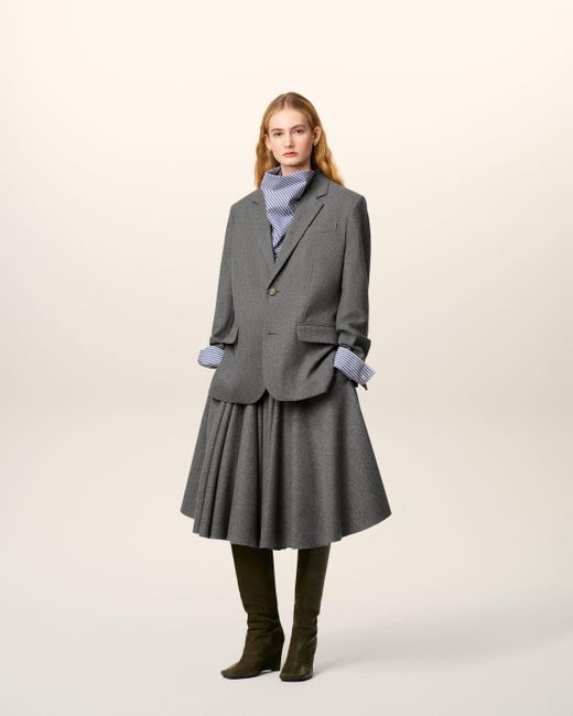 AMI Gray Wool Loose Single Breasted Jacket