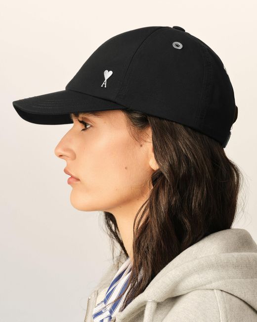 AMI Black Nylon And Cotton Cap With Ami De Coeur Stud