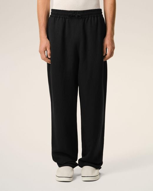 AMI Black Blended Linen Elasticated Waist Trousers for men