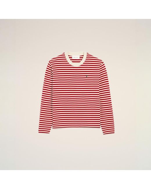 AMI Red And Mariniere Cotton T-Shirt With Ami De Coeur